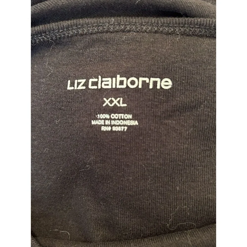 Liz Claiborne Top T-shirt Women's Size XXL Long Sleeve Pullover Black